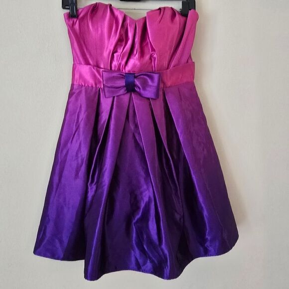 Vintage ROBERTA ombré pink and purple formal strapless mini dress size 3/4 Y2K - Picture 3 of 8